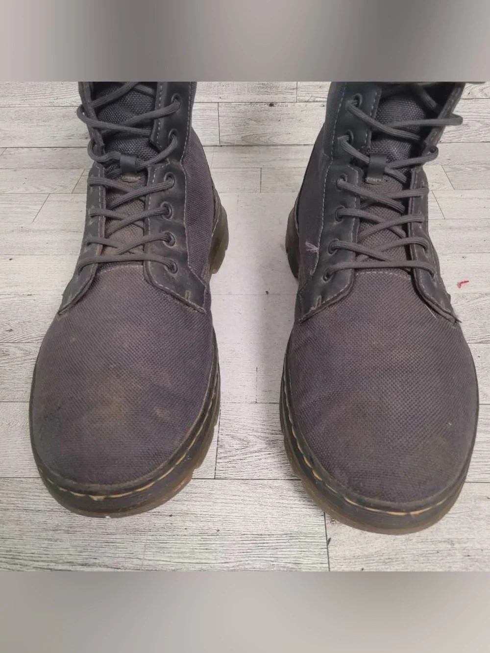 Men's Dr. Martens Combs Grey Canvas Tactical Combat Boots Size 13